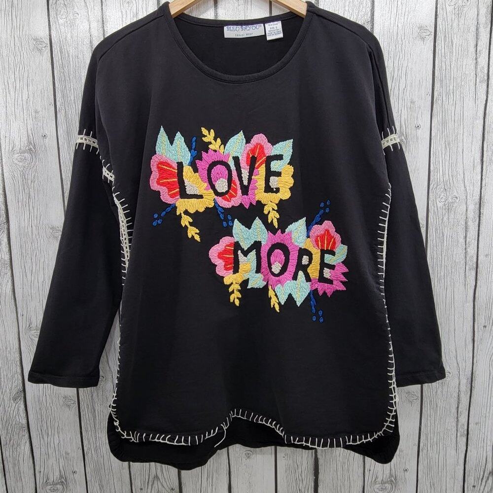 Blue Bayou Embroidered Long Sleeve Top